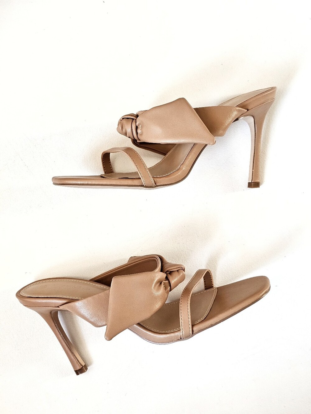 Laicigo Women's Nude Square Toe Knot Stiletto Mule Heels Size 10 NIB